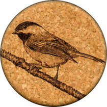 Black Cap Chickadee Cork Drink Coaster