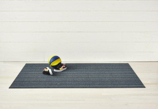 Skinny Stripe Shag Utility Floor Mat, Blue - 24x36