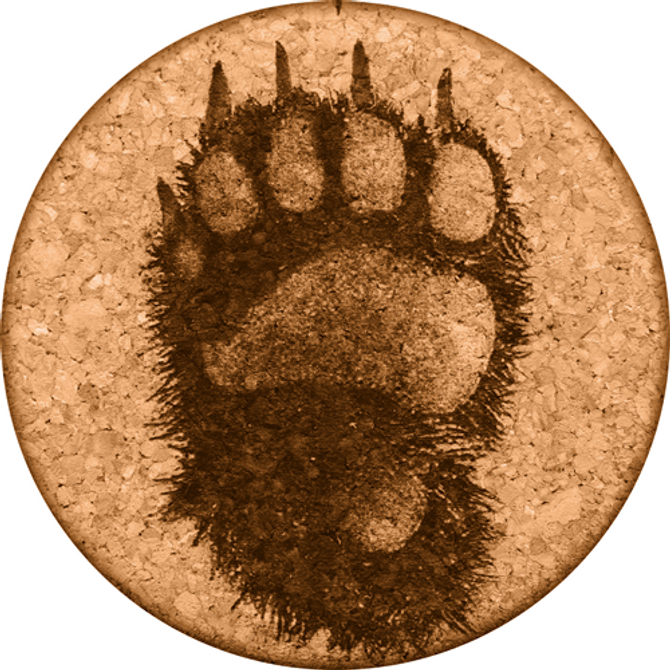 Bear Paw Cork Drink Coaster