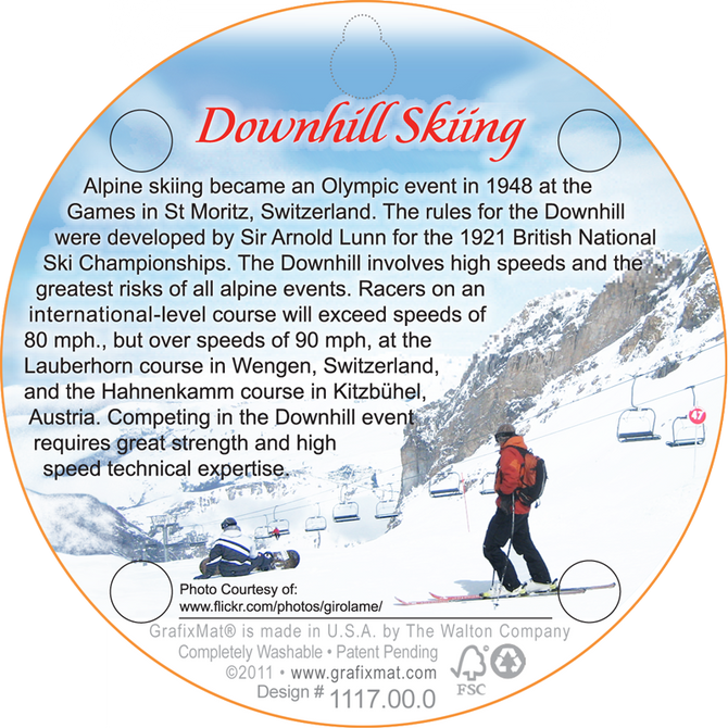 Downhill Skier Cork Drink Coaster