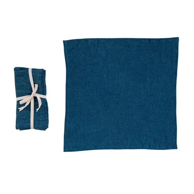 Creative Co-op Stonewashed Linen Napkins - Set of 4 - Navy, 18x18"