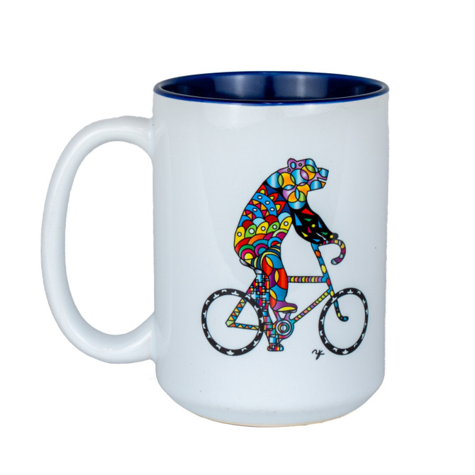 Bicycling Bear Mug, 15oz