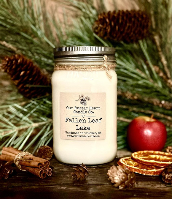 Our Rustic Heart Fallen Leaf Lake Mason Jar Candle - Large