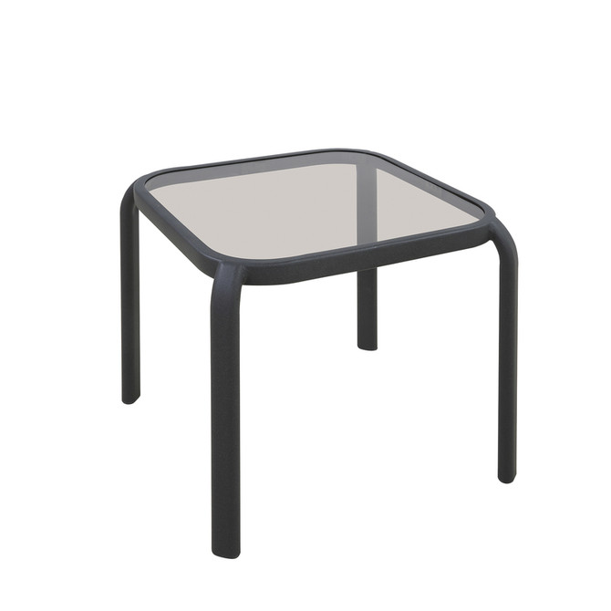 Roscoe 18" Black Square Glass Stacking Table
