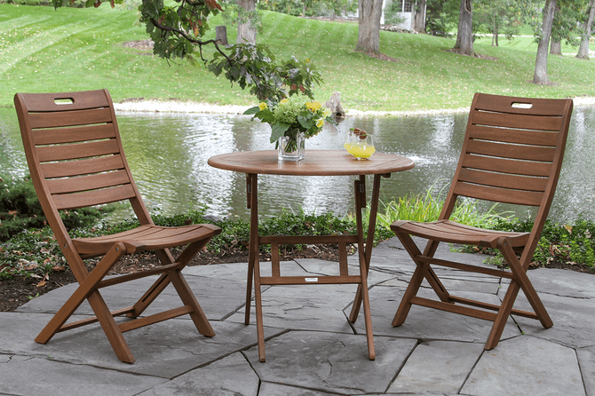 Outdoor Interiors Eucalyptus Folding Armless Chair