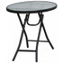 18 in. Black Round Glass Folding Side Table