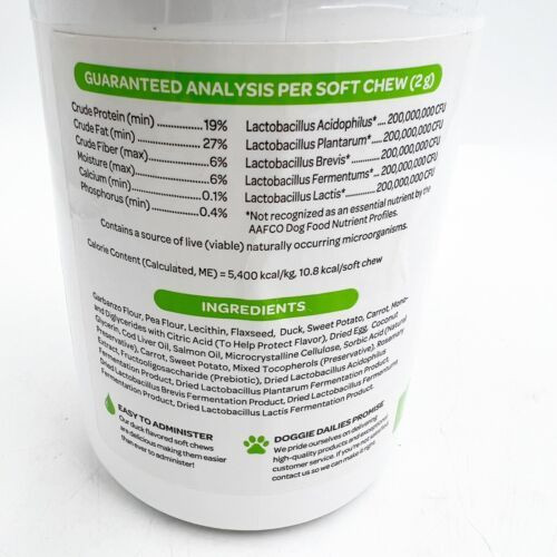 Doggie Dailies Probiotics for Dogs w Prebiotics Duck Flavor Best by 10/23