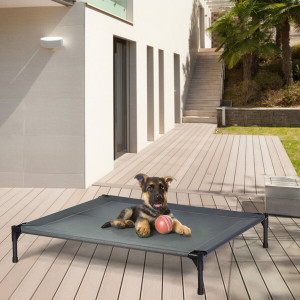 42" Portable Elevated Dog Cot Outdoor Cooling Pet Bed W/ Removable Canopy Shade