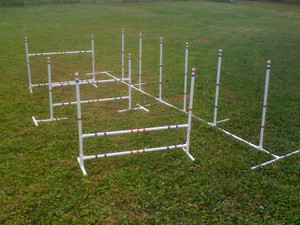 Dog Agility Equipment Training Combo 3 Jumps and 6 Adjustable Weave Poles