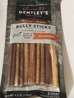 Dentley's® Nature's Chews Bully Sticks Dog Treats 6' 8 Count Pack BB 12/24+