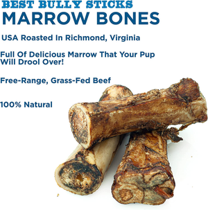 Best Bully Sticks Large Marrow Bones for Dogs - USA Baked and Packaged - Grass-F