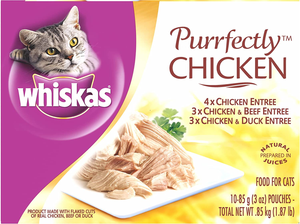 (Pack of 40) Whiskas Purrfectly Wet Cat Food Pouches Flaked Cuts Chicken 3 fl oz