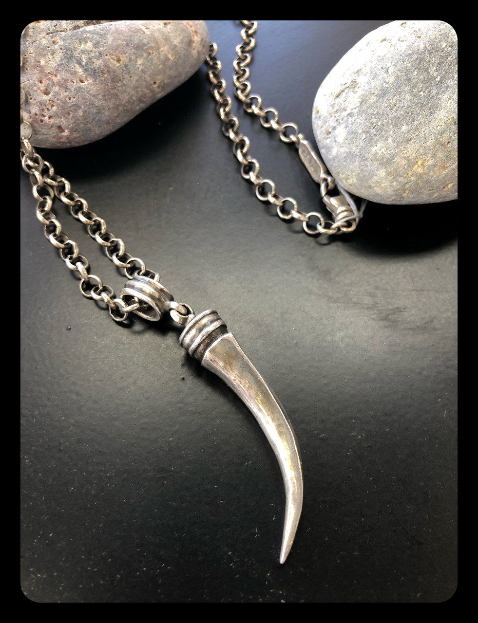 Roman Paul Lucky Horn Necklace in Silver