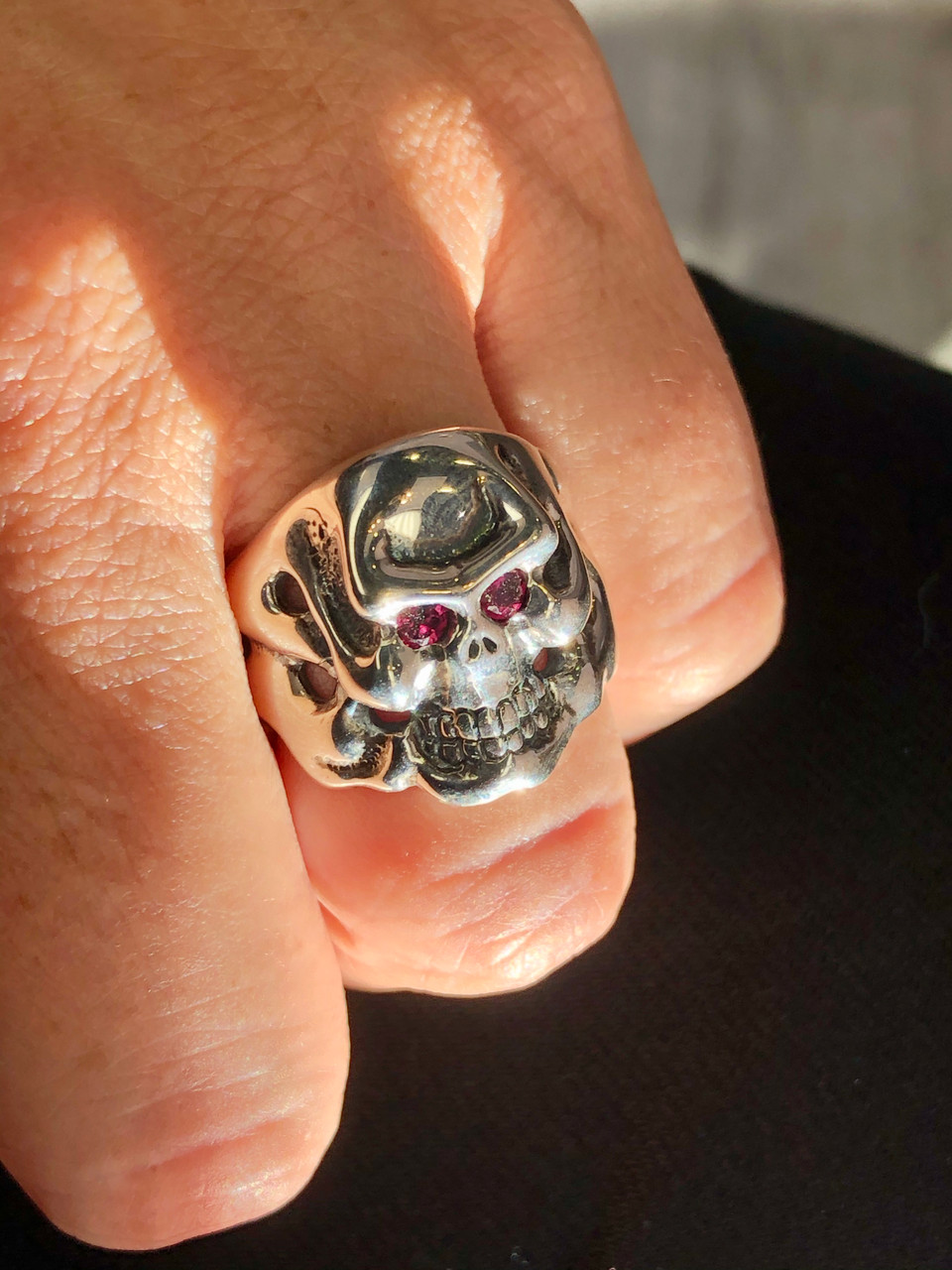 Double Cross Lil' G Shull ring with Garnets by Travis Walker