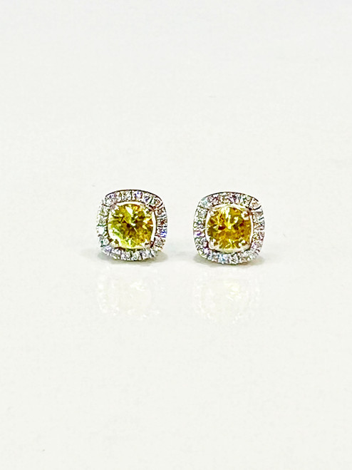 Yellow sapphire diamond earring in 14K white gold