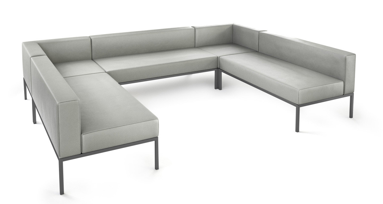 LUGANO - Modular U-Shape Sofa - Fully Welded Gunmetal Frame