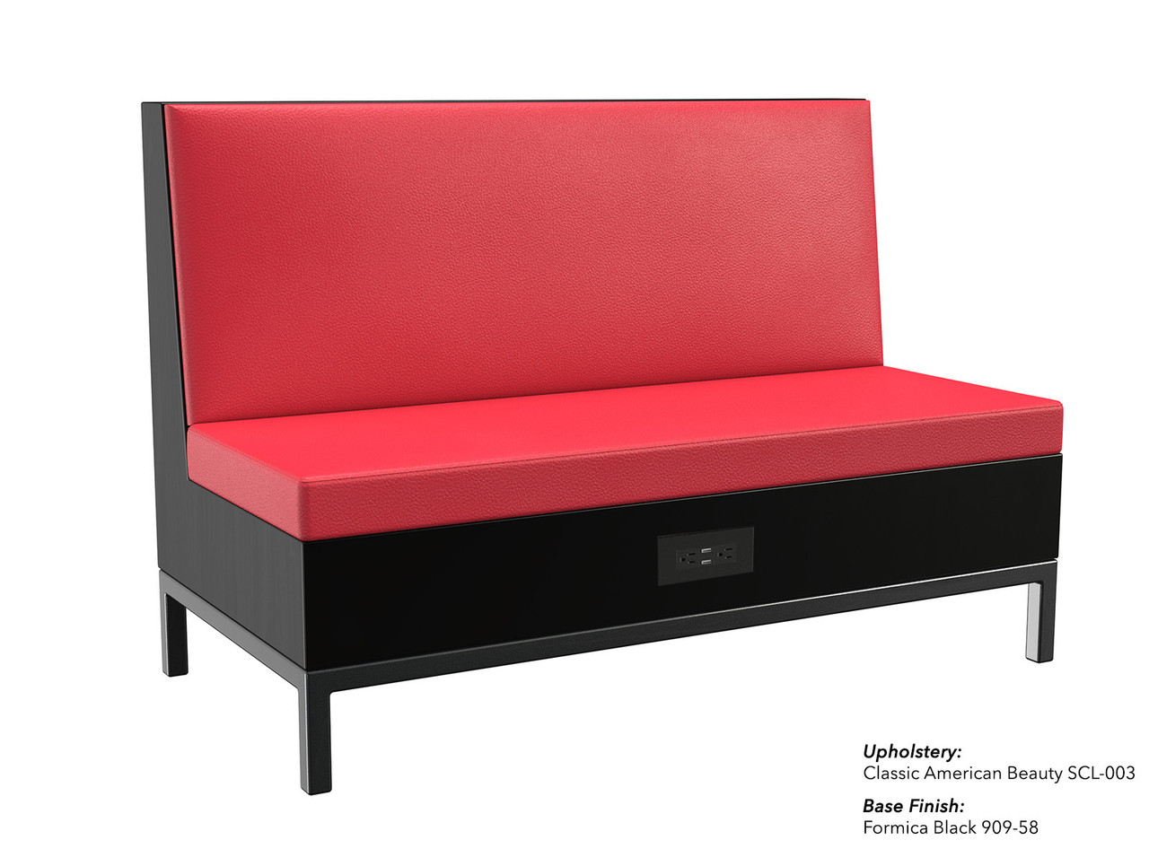 Reception Sofa - Gunmetal Frame - Premium Formica® Base - Soft Seating with Power / USB Outlet Reception Sofa - Gunmetal Frame - Premium Formica® Base - Soft Seating with Power / USB Outlet