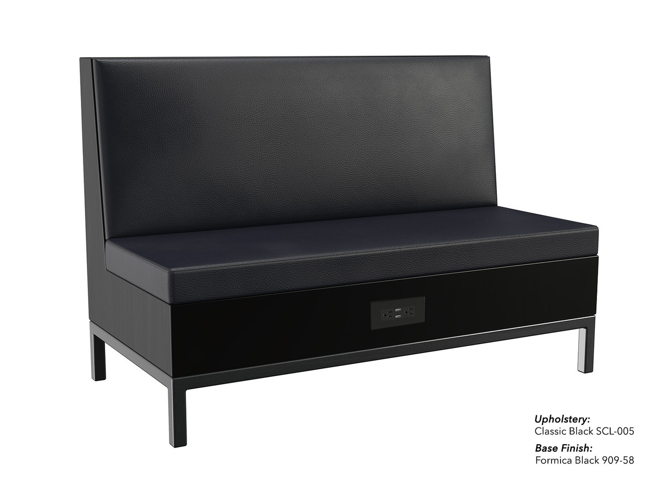 Reception Sofa - Gunmetal Frame - Premium Formica® Base - Soft Seating with Power / USB Outlet Reception Sofa - Gunmetal Frame - Premium Formica® Base - Soft Seating with Power / USB Outlet
