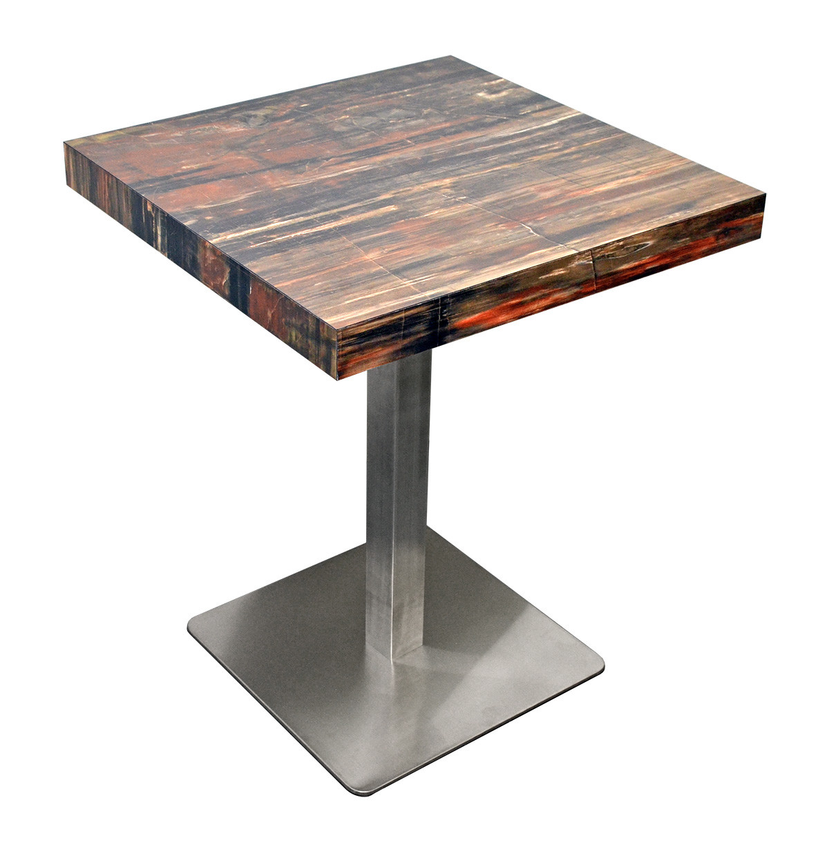 2" Stunning Petrified Wood Table Top with Aluminum Square Base