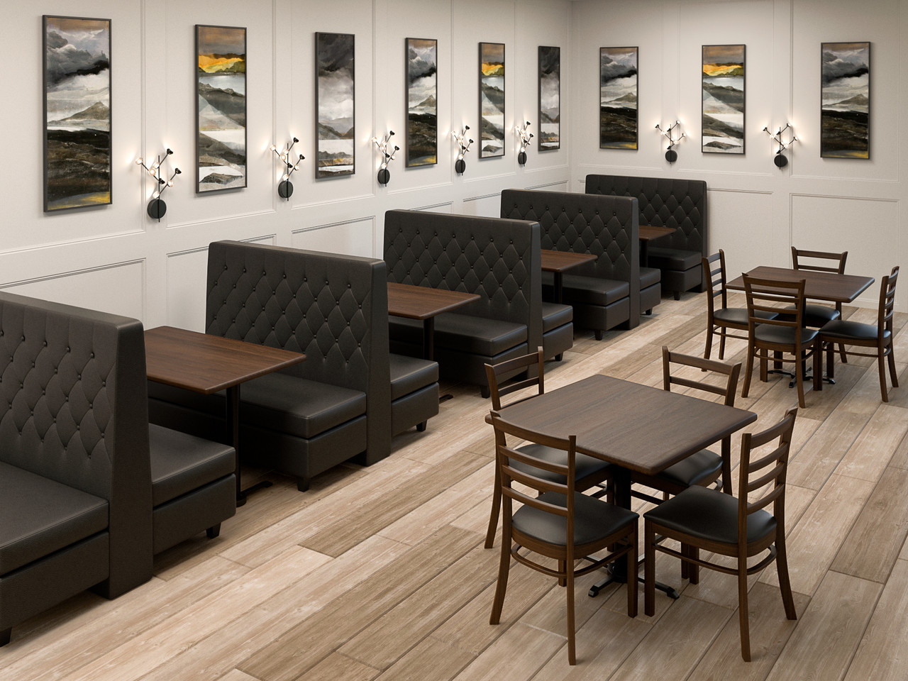 Custom Banquette Double Booths Restaurant Tables