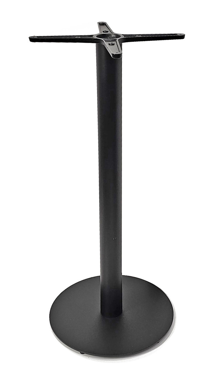 Dining / Bar Height - Brushed Steel / Black Matte -Round Indoor / Outdoor Table Base Dining / Bar Height - Brushed Steel / Black Matte -Round Indoor / Outdoor Table Base