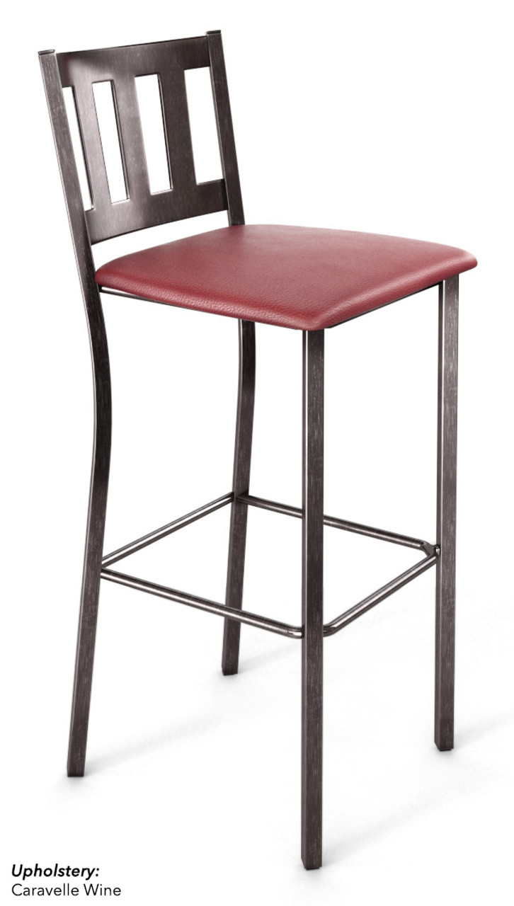 Vertical Back Design Gunmetal Bar Stool with Commercial Grade