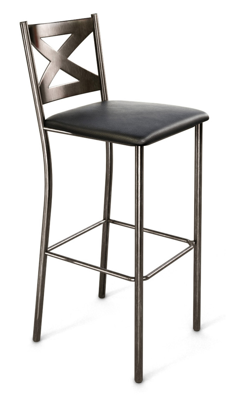 X Back Design Gunmetal Bar Stool with Commercial Grade Vinyl Seat