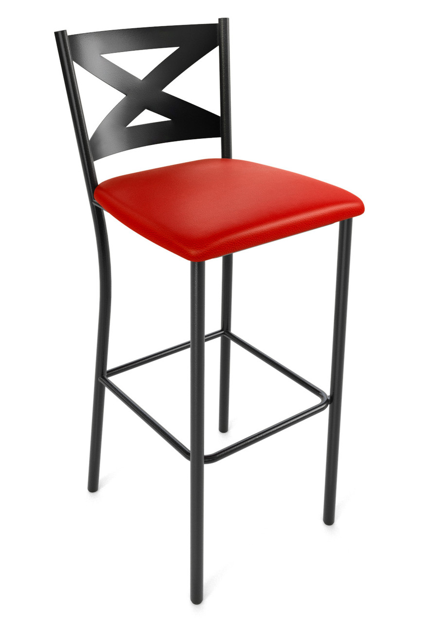 X-Back Design Gunmetal Bar Stool with Commercial-Grade Vinyl Seat