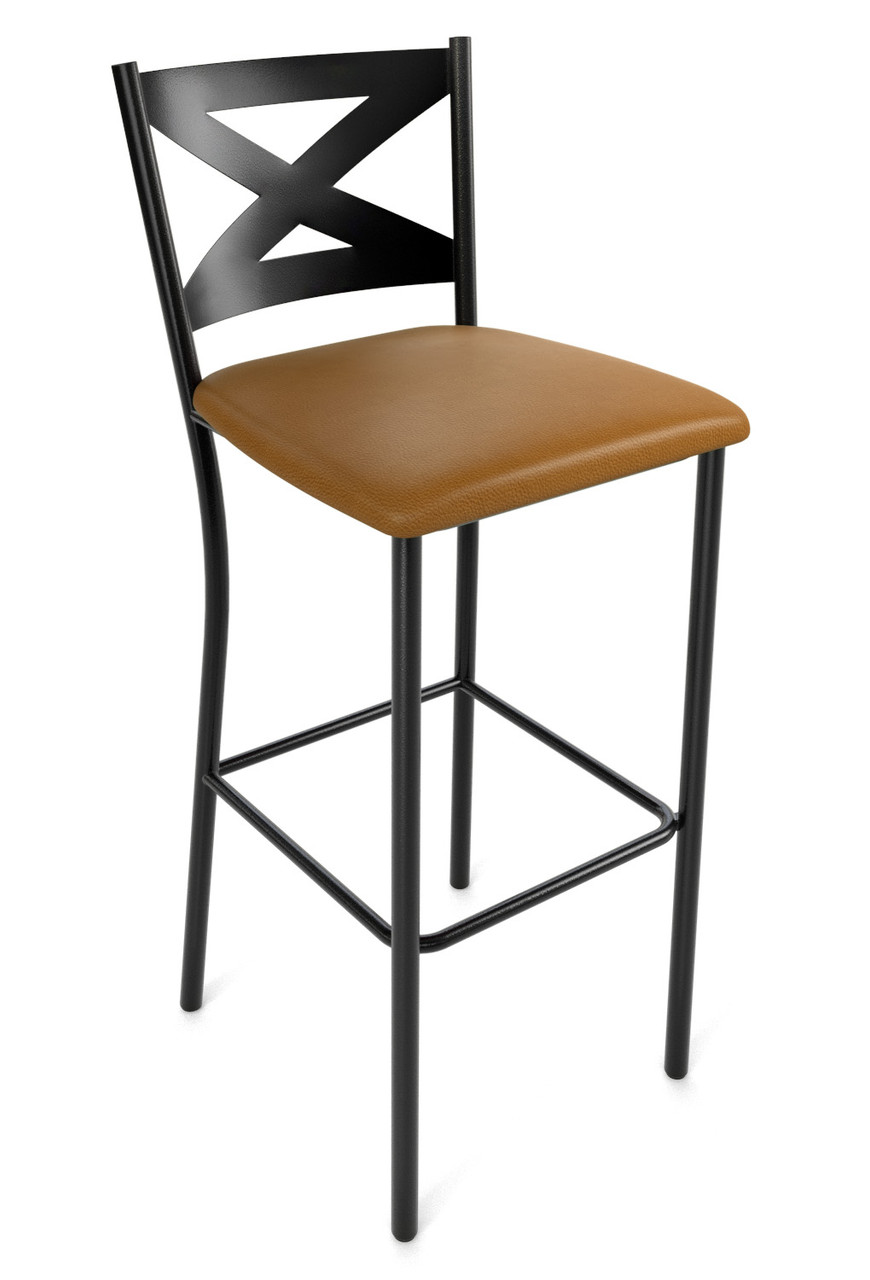 X-Back Design Gunmetal Bar Stool with Commercial-Grade Vinyl Seat