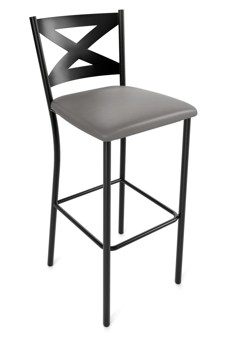X-Back Design Gunmetal Bar Stool with Commercial-Grade Vinyl Seat
