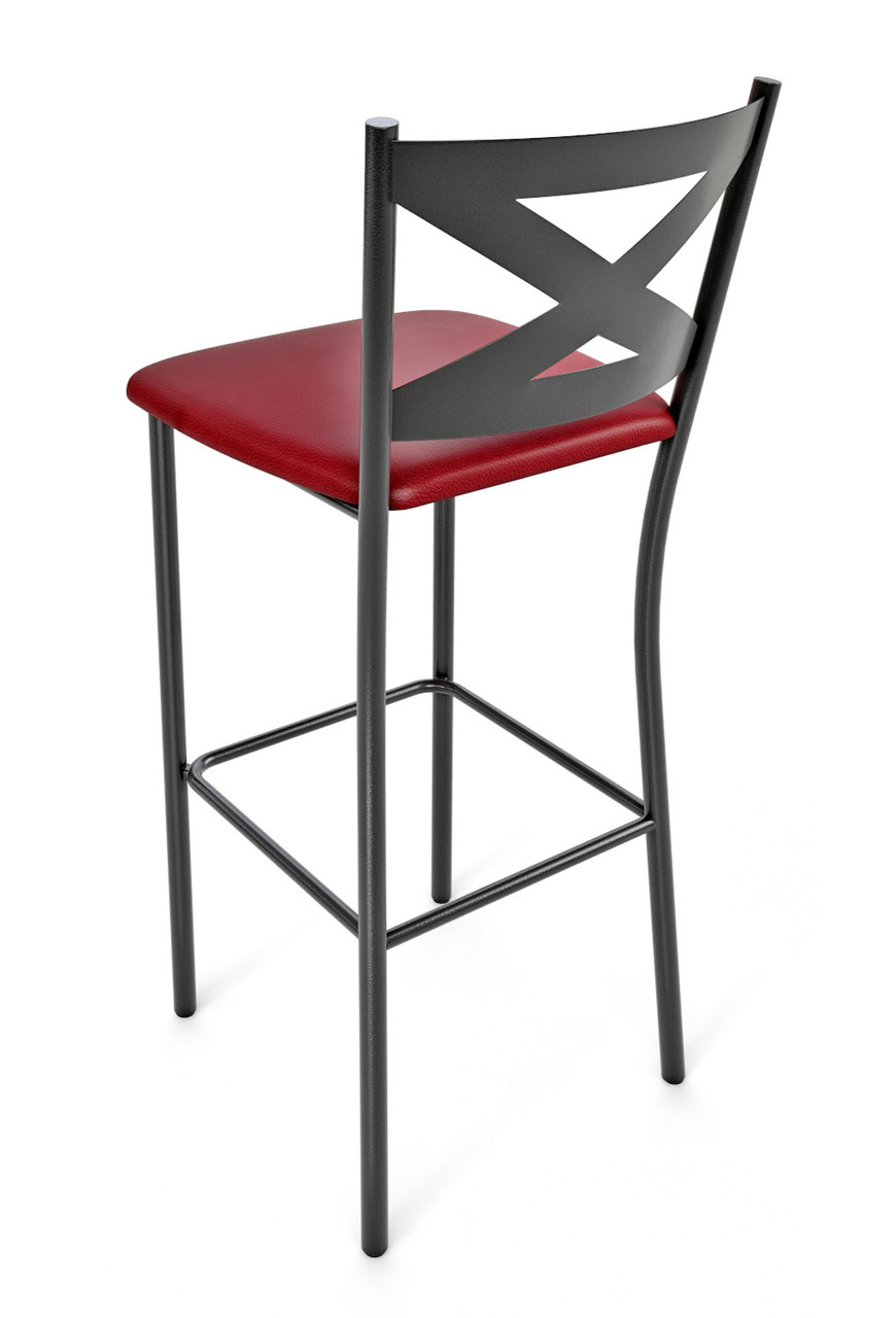 X-Back Design Gunmetal Bar Stool with Commercial-Grade Vinyl Seat