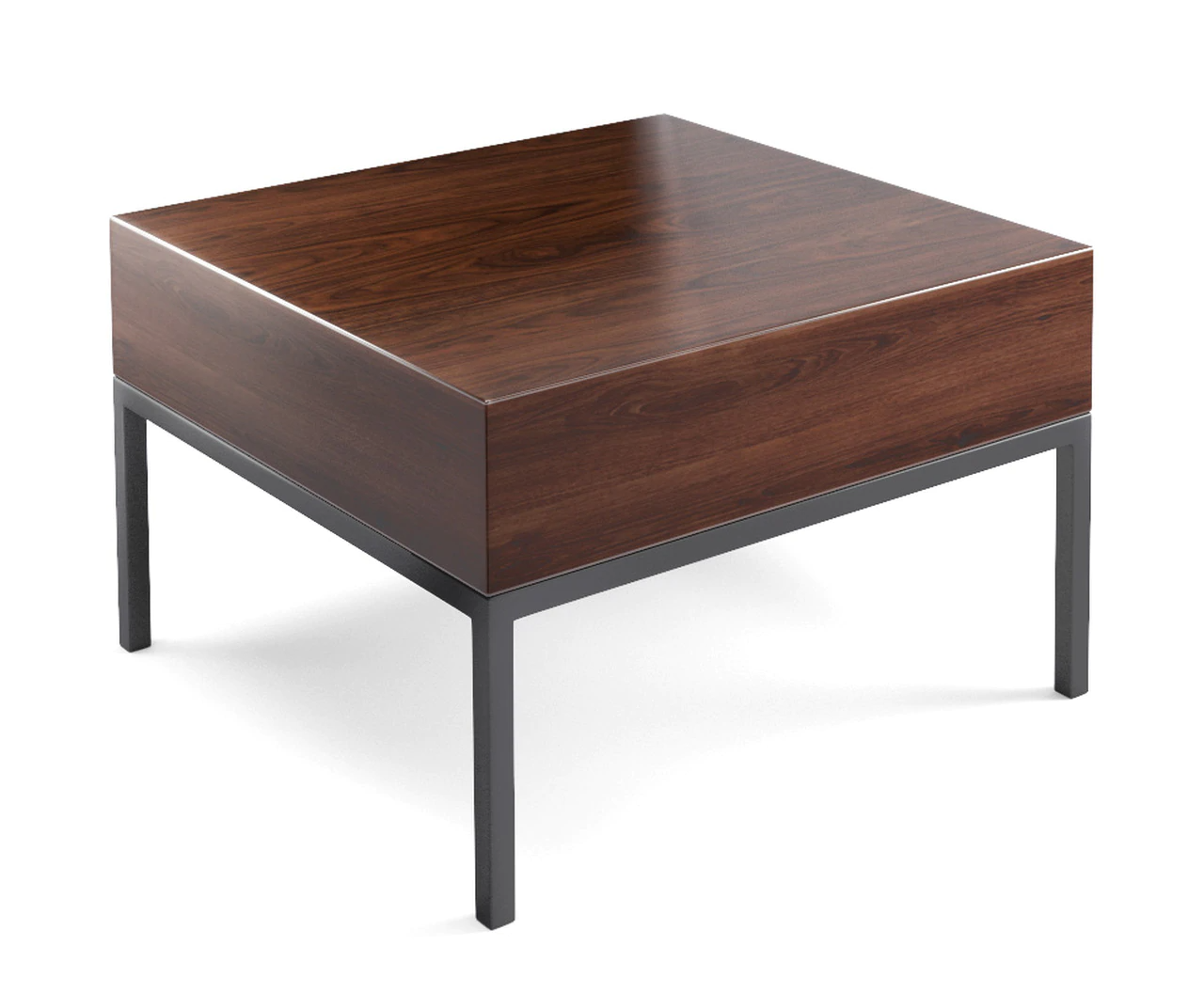 Walnut Occasional Side Table - Fully Welded Steel Frame With Dark
