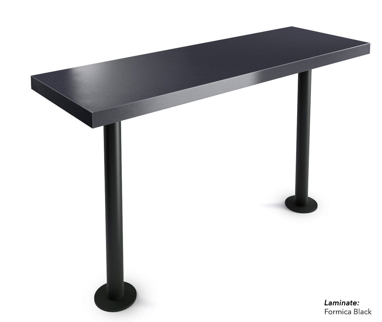 Bolt Down Stand-Up Communal Table with Black Bases - Handcrafted - Available in Many Finishes (42" Height)