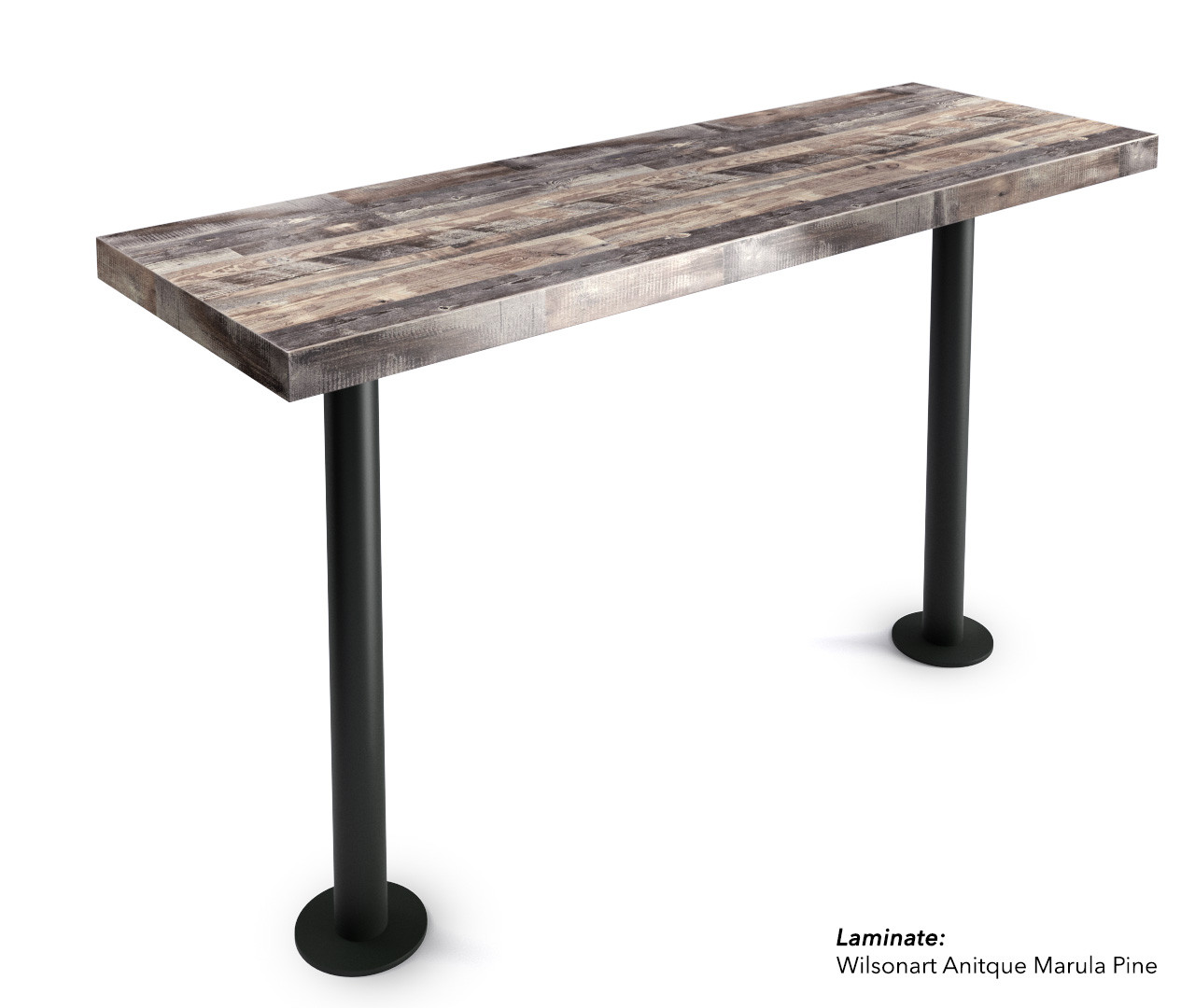 Bolt Down Stand-Up Communal Table with Black Bases - Handcrafted - Available in Many Finishes (42" Height)