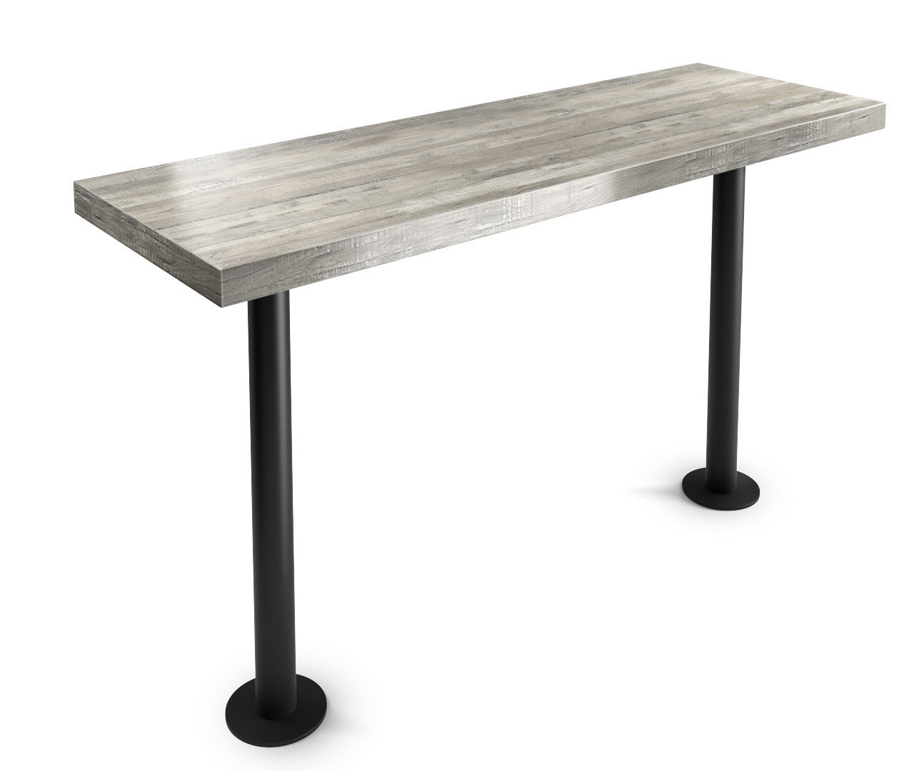 Bolt Down Stand-Up Communal Table with Black Bases - Handcrafted - Available in Many Finishes (42" Height)