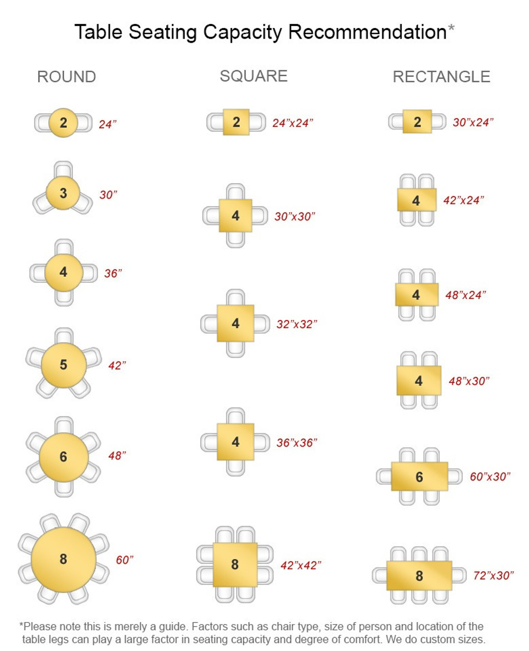 Table 2-3" Top - Round, Square or Rectangle - Many Sizes Available - Handcrafted in USA Table 2-3" Top - Round, Square or Rectangle - Many Sizes Available - Handcrafted in USA