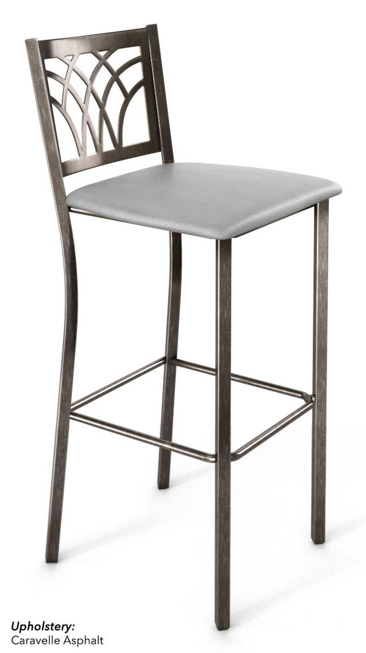 Exquisite Design Vertical Back Design Gunmetal Bar Stool with Commercial Grade Vinyl Seat