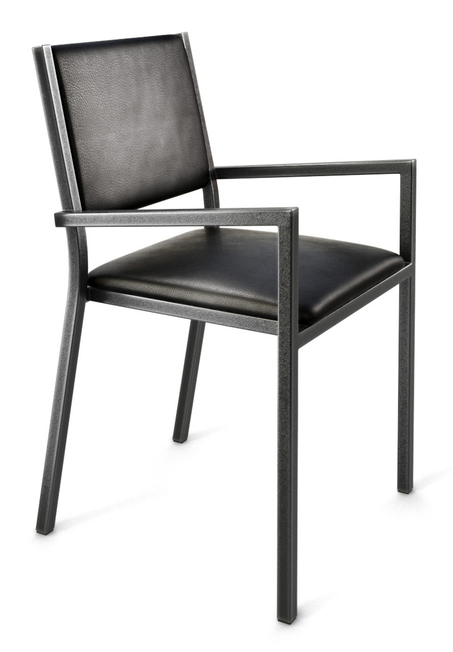 Gunmetal Frame Modern Restaurant Chair with Arms Commercial-Grade Vinyl Seat Gunmetal Frame Modern Restaurant Chair with Arms Commercial-Grade Vinyl Seat