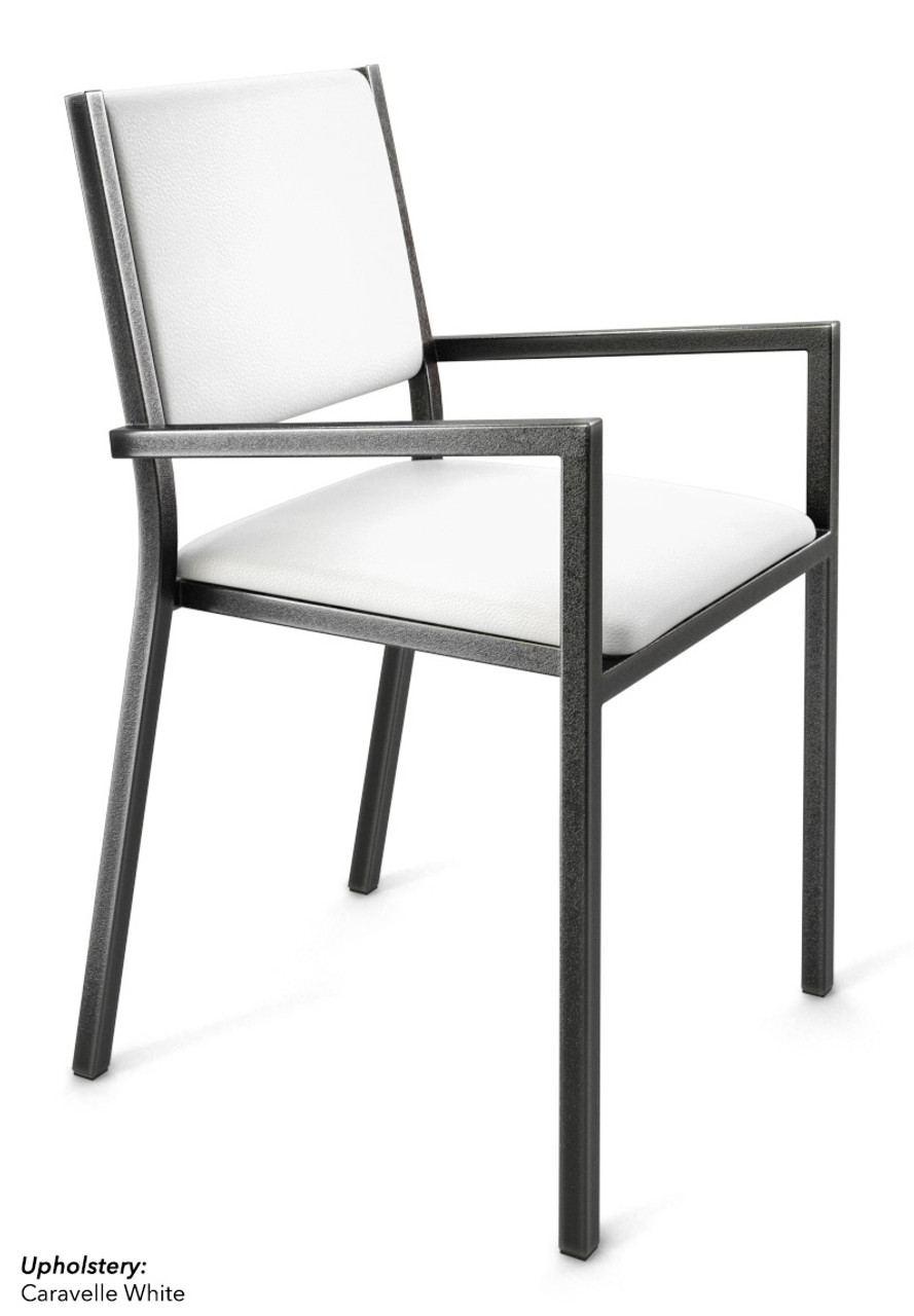 Gunmetal Frame Modern Restaurant Chair with Arms Commercial-Grade Vinyl Seat Gunmetal Frame Modern Restaurant Chair with Arms Commercial-Grade Vinyl Seat