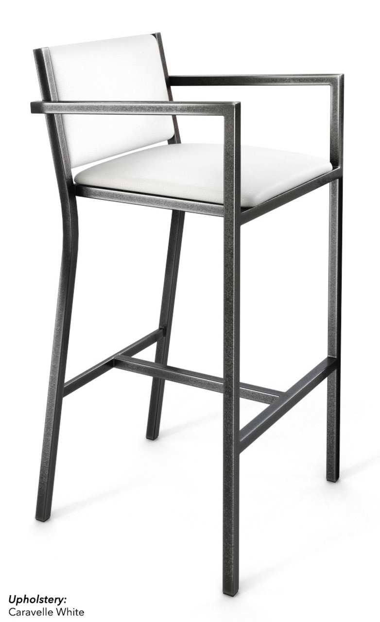 Gunmetal Frame Modern Bar Stool with Arm - Commercial-Grade Vinyl Seat Gunmetal Frame Modern Bar Stool with Arm - Commercial-Grade Vinyl Seat