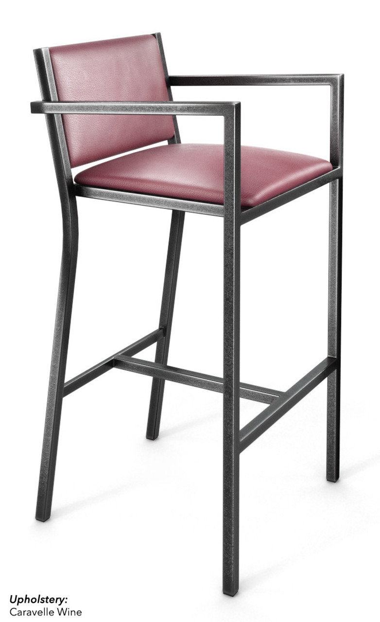 Gunmetal Frame Modern Bar Stool with Arm - Commercial-Grade Vinyl Seat Gunmetal Frame Modern Bar Stool with Arm - Commercial-Grade Vinyl Seat