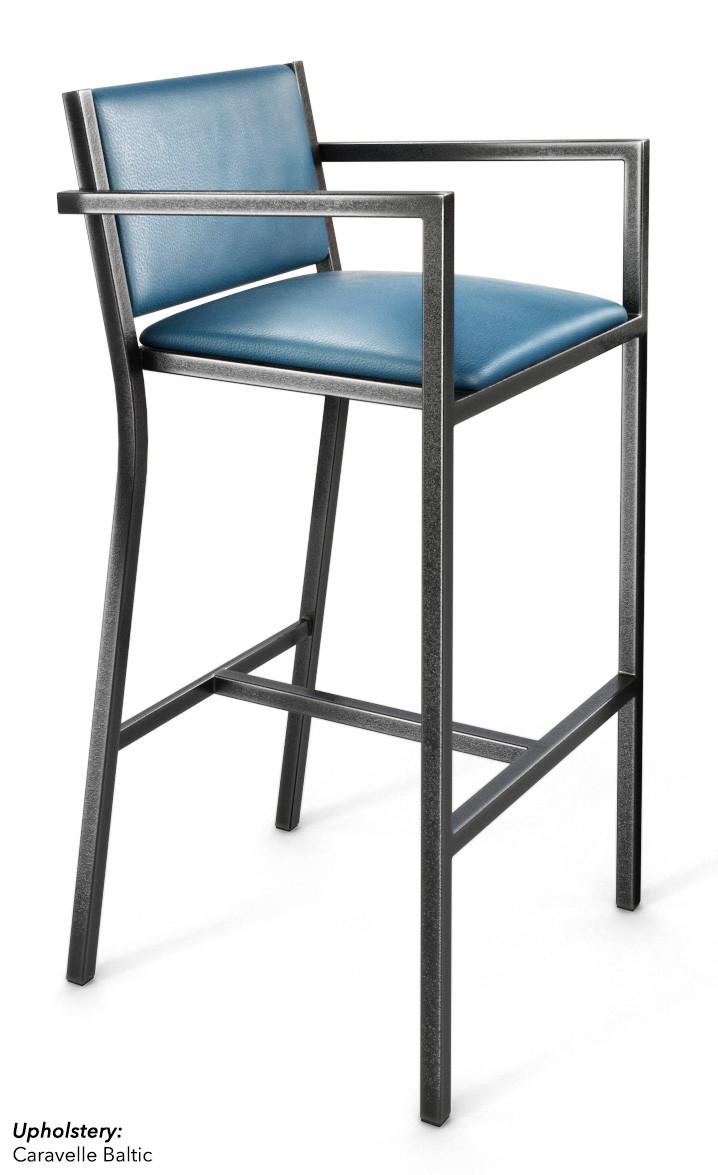 Gunmetal Frame Modern Bar Stool with Arm - Commercial-Grade Vinyl Seat ...