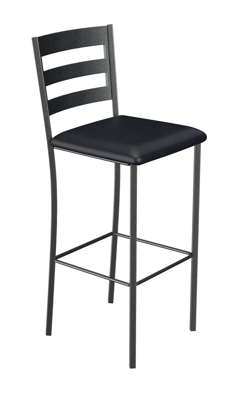 Modern Back Design Gunmetal Bar Stool with Commercial Grade Vinyl Seat