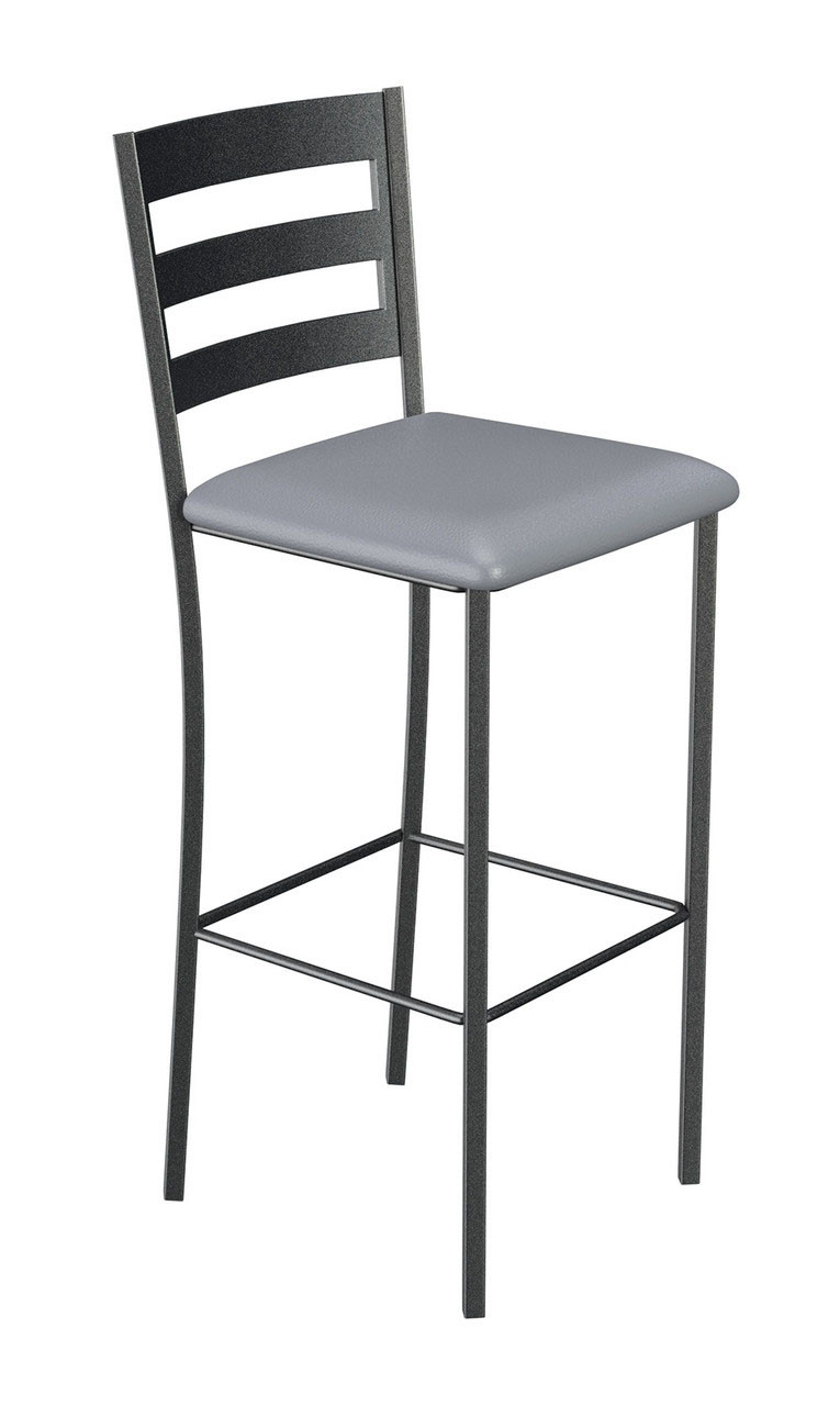 Modern Back Design Gunmetal Bar Stool with Commercial-Grade Vinyl Seat Modern Back Design Gunmetal Bar Stool with Commercial-Grade Vinyl Seat
