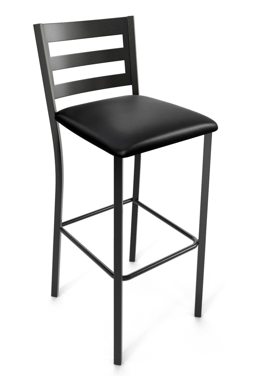Modern Back Design Gunmetal Bar Stool with Commercial-Grade Vinyl Seat