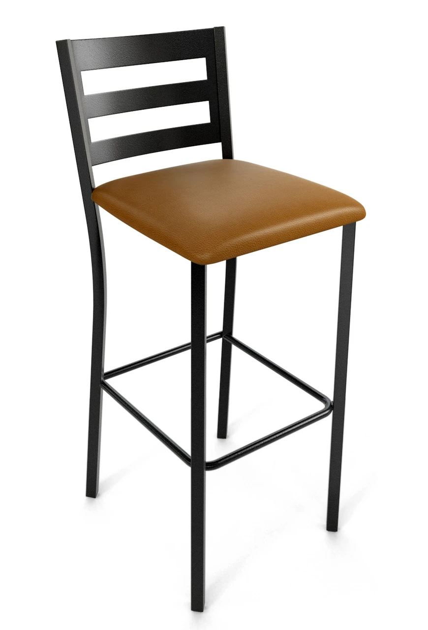 Modern Back Design Gunmetal Bar Stool with Commercial-Grade Vinyl Seat