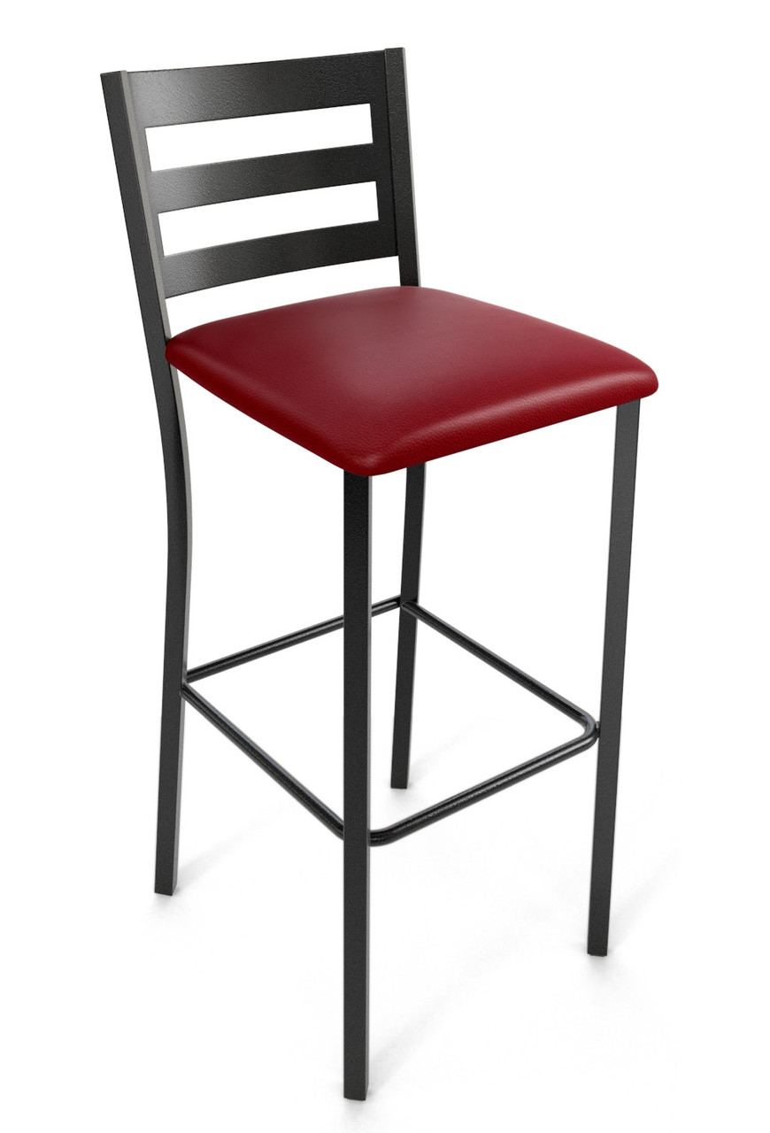 Modern Back Design Gunmetal Bar Stool with Commercial-Grade Vinyl Seat