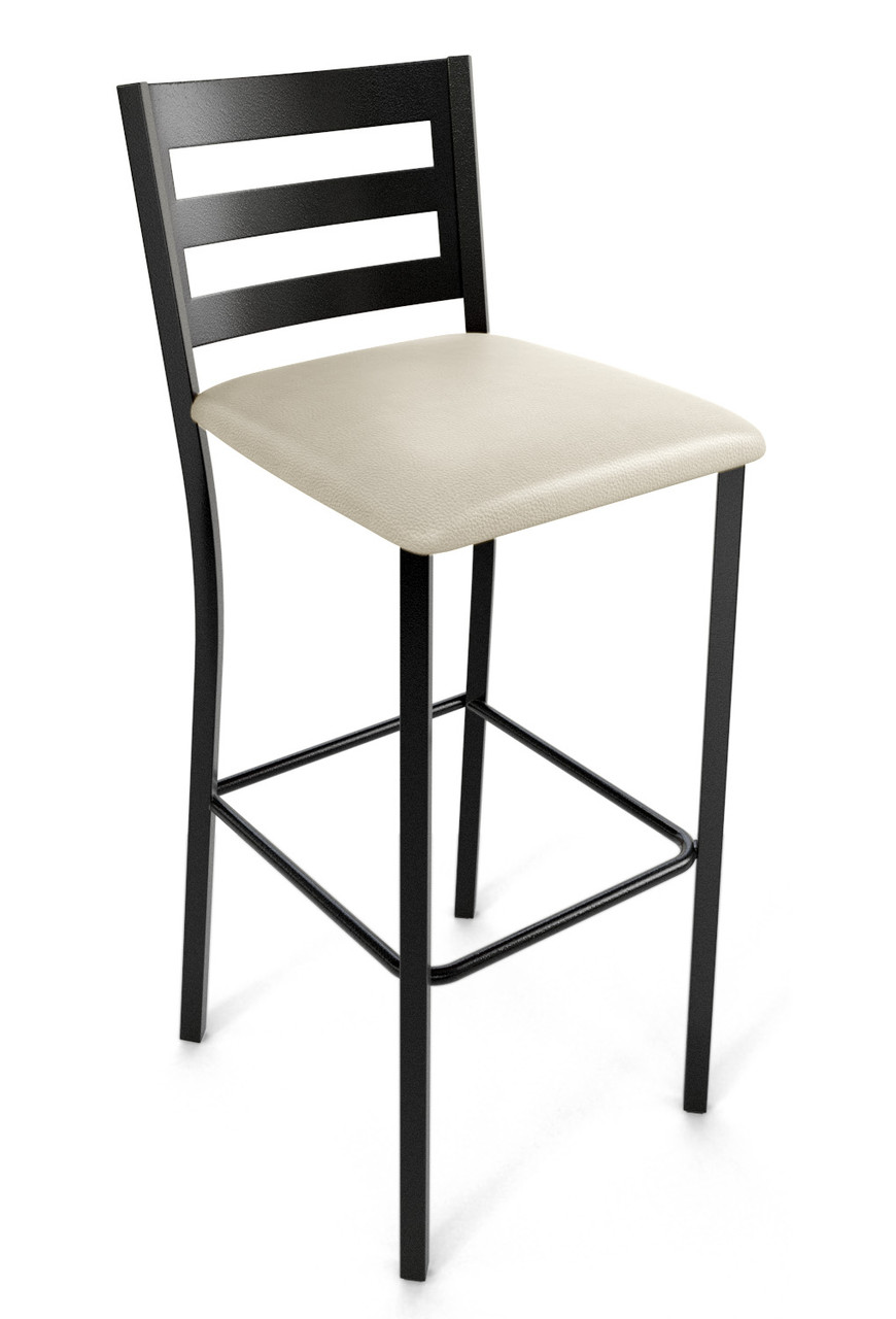 Modern Back Design Gunmetal Bar Stool with Commercial-Grade Vinyl Seat