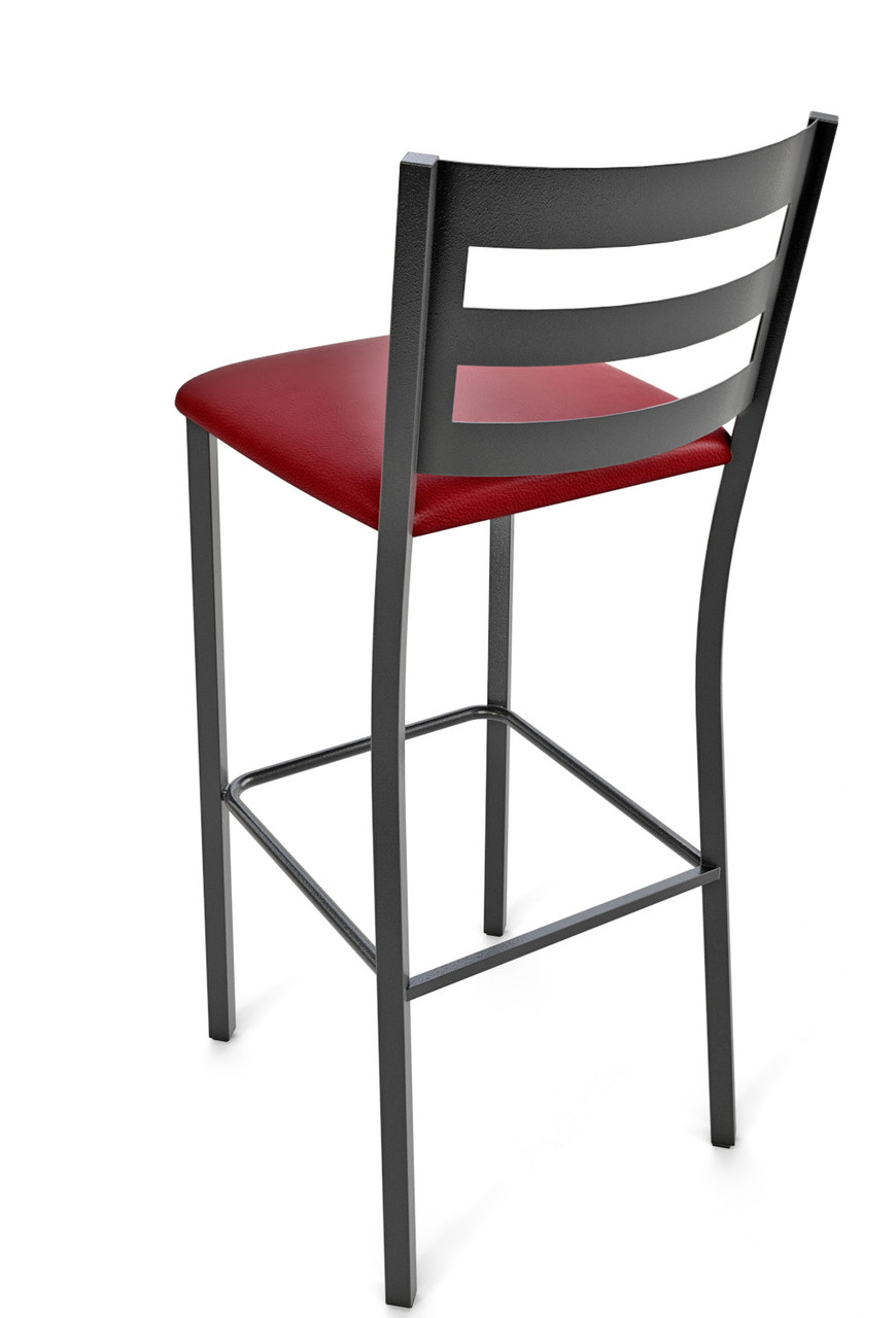 Modern Back Design Gunmetal Bar Stool with Commercial-Grade Vinyl Seat