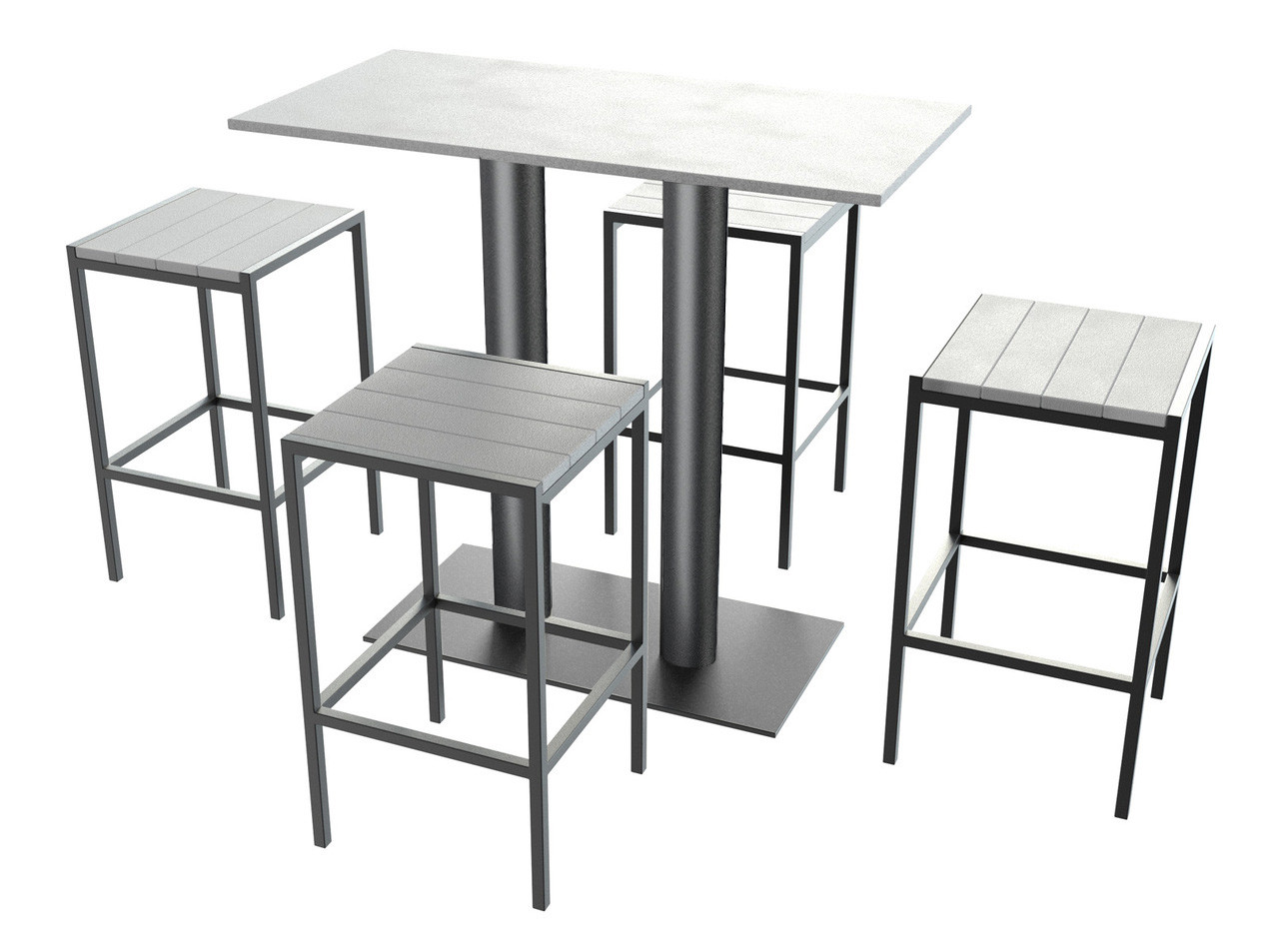 bar table with four stools